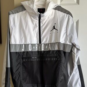 Jordan Air Hooded Jacket in Black, White, and Gray